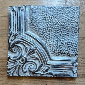 Decorative Tin Tile in Silver and Black